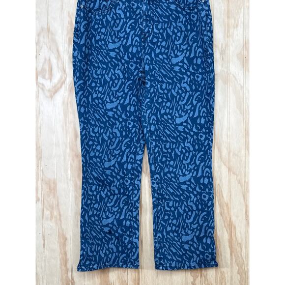 NYDJ 14 Blue Animal Print Maryland Straight Jeans Lift Tuck Technology - Picture 5 of 9